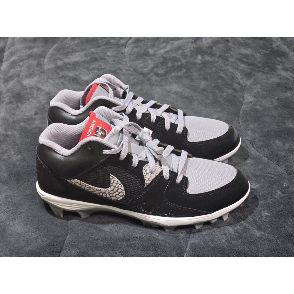 Nike Air Jordan Stadium 90 Low TD Black Cement Football Cleats Size10 HQ0210-060